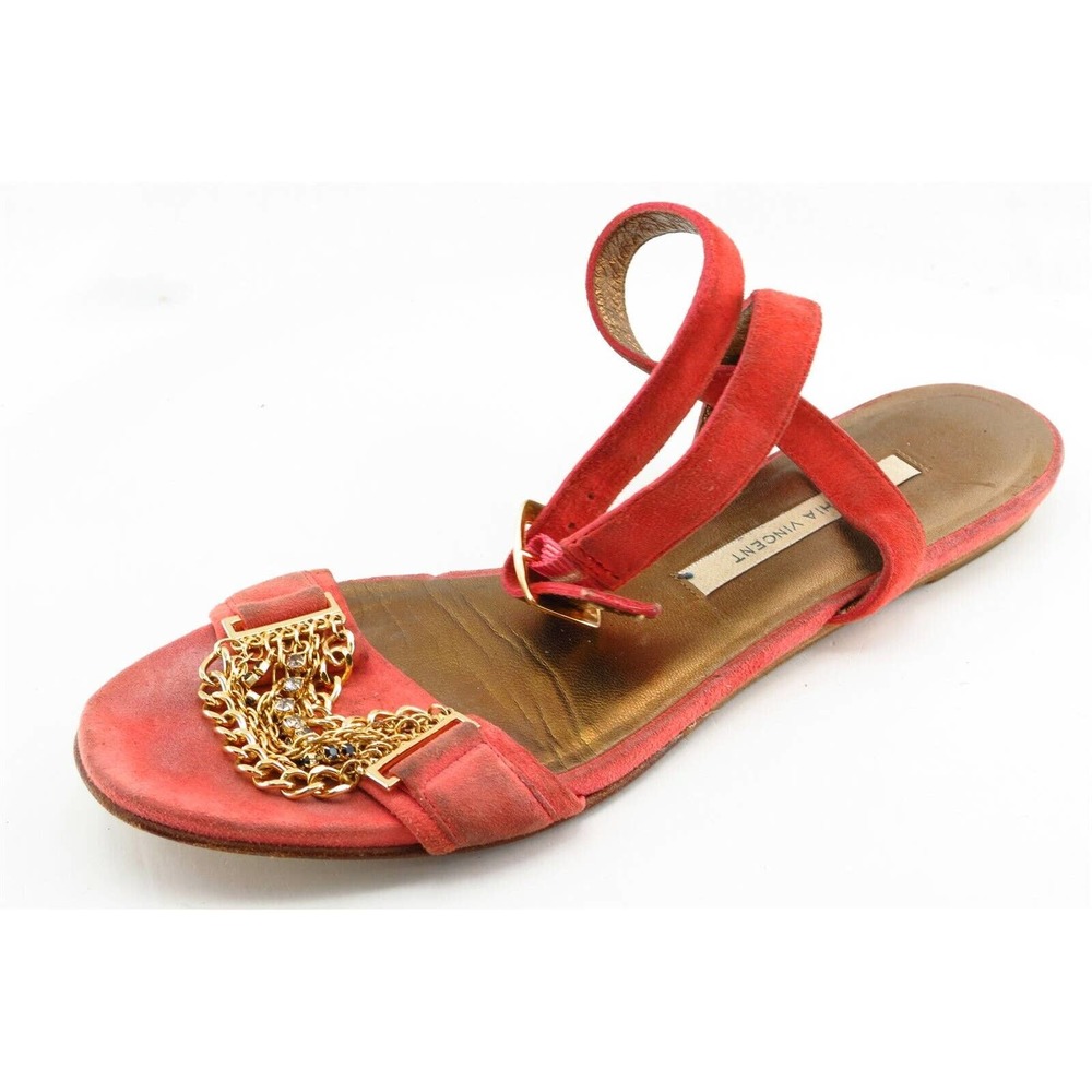 Cynthia Vincent‎ Size 7 M Pink Ankle Strap Leather Women Sandal Shoes